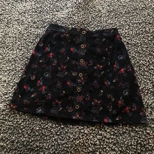 Navy blue floral hollister skirt